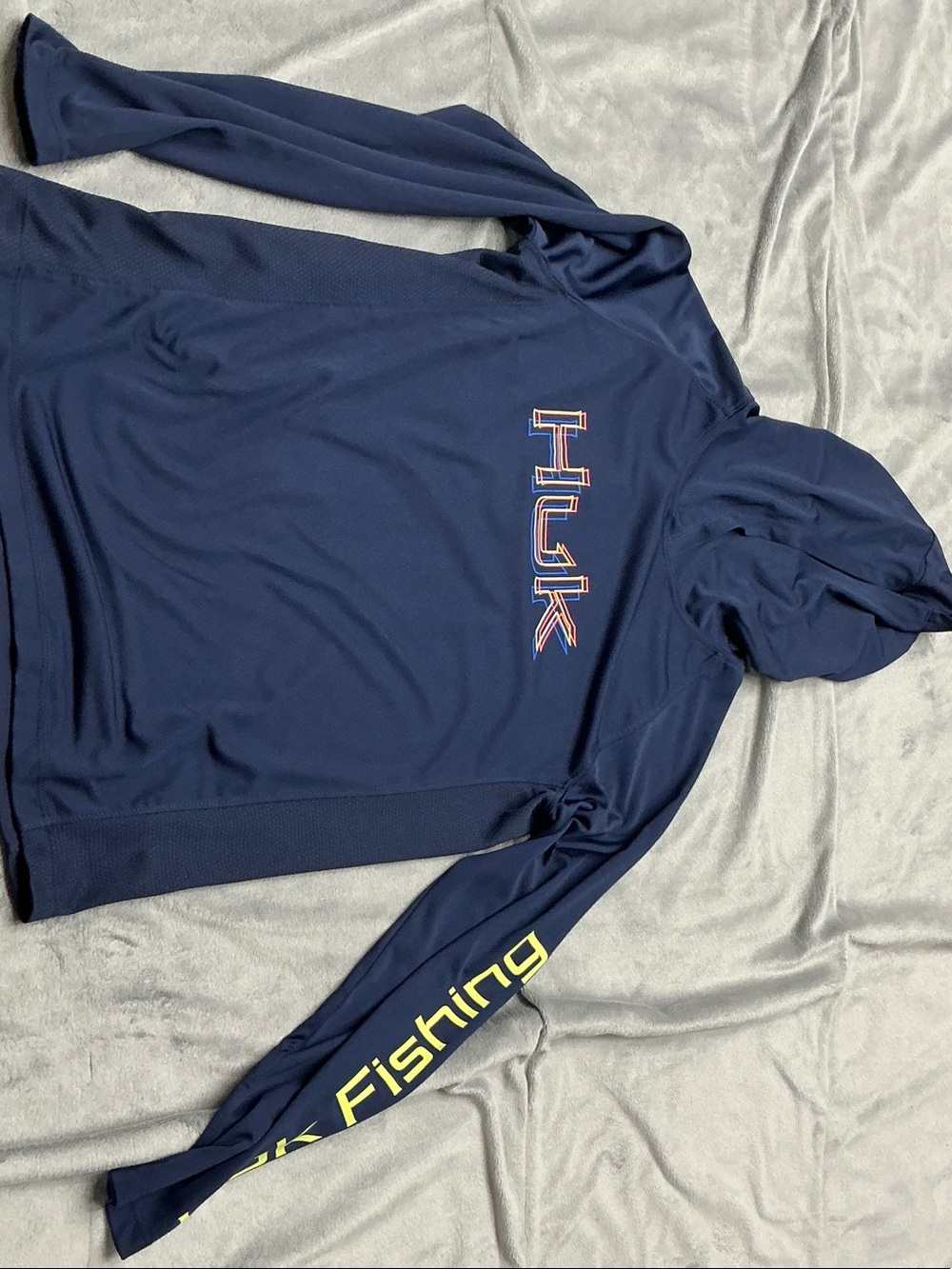 Huk Navy Performance Hooded Pullover with Light Gold Logo